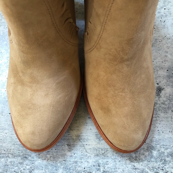 NEW Joie Mathilde Natural Suede Western Booties 37 - Picture 2 of 6